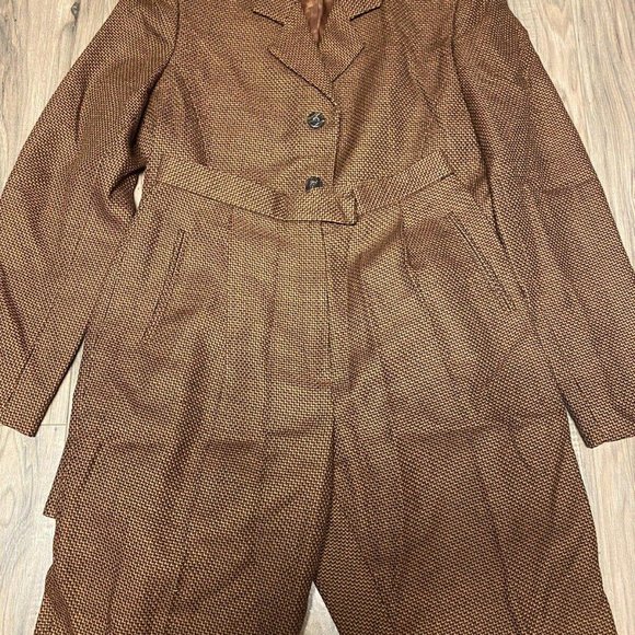 Vintage Rena Rowan women's brown woolen suit Set Size petite 8P - Picture 4 of 4
